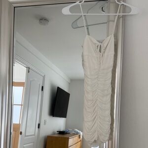 Princess Polly Cream Ruched Mini Dress